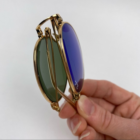 RayBan Blue Mirror Lens Gold Wire Folding Frames - Picture 11 of 16
